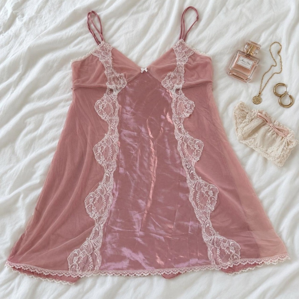 Gilligan O Malley size XL dusty rose satin lace slip dress chemise